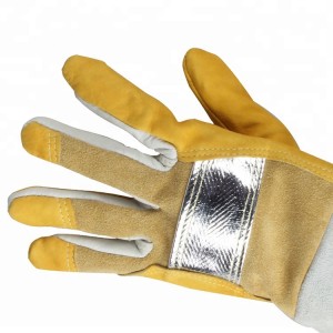 Anti-Flash Aluminized Fireman Gloves Cow Hide Leather Work Welding Safety Gloves