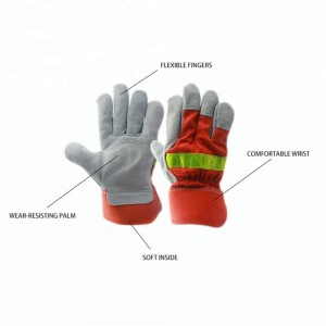 OEM Cheap Red Back Cow Split Leather Work Gloves