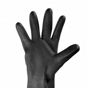 Mănuși negre Mănuși de cauciuc rezistente la acizi și alcaline Siguranța muncii chimice pentru industrie Mănușă de protecție a muncii