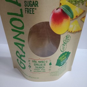 Biodegradable PLA at brown kraft paper packaging bag na may madaling zipper