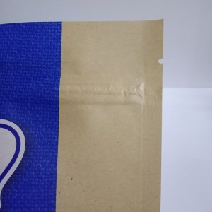 Biodegradable PLA ug brown kraft paper packaging bag nga adunay dali nga zipper