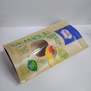 Bolsas biodegradables de PLA e papel kraft marrón con cremalleira fácil