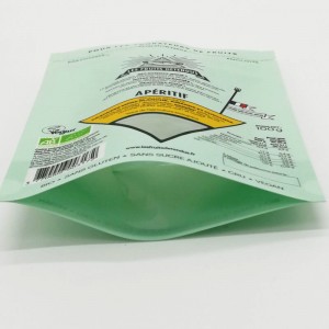 Farebne potlačené biologicky odbúrateľné PLA vrecká na balenie potravín s jednoduchým zipsom a okienkom