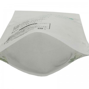 Kertas kraf putih dan beg pembungkusan makanan kering PLA dengan zip mudah