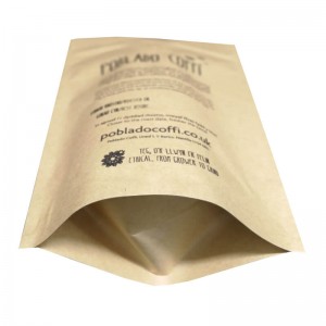 Kantong kertas kraft kemasan ramah lingkungan untuk daun teh dengan ritsleting mudah