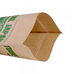 Kierrätysmateriaalista pakkauspussit, joissa on helppo vetoketju