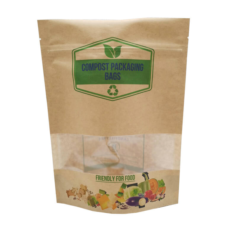 2.ECO friendly stand up packaging kraft paper bags with window and zipper   (1)