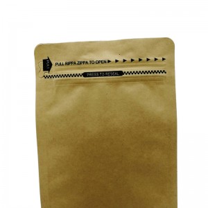 100% Eco-friendly Material Certified PLA Compostable kraft Paper Bag me ka zipper no ka kofe a me ka lau kī