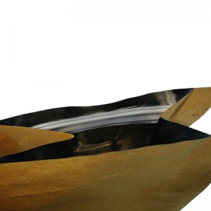 Bolsa de papel kraft compostable con certificado PLA de material 100% ecolóxico con cremalleira para follas de café e té