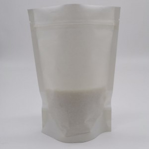 Stand up hvide håndværkspapir ris emballageposer med vindue