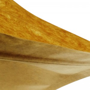 PLA un dzeltena kraftpapīra stāvus iepakojuma maisiņi ar caurspīdīgu logu