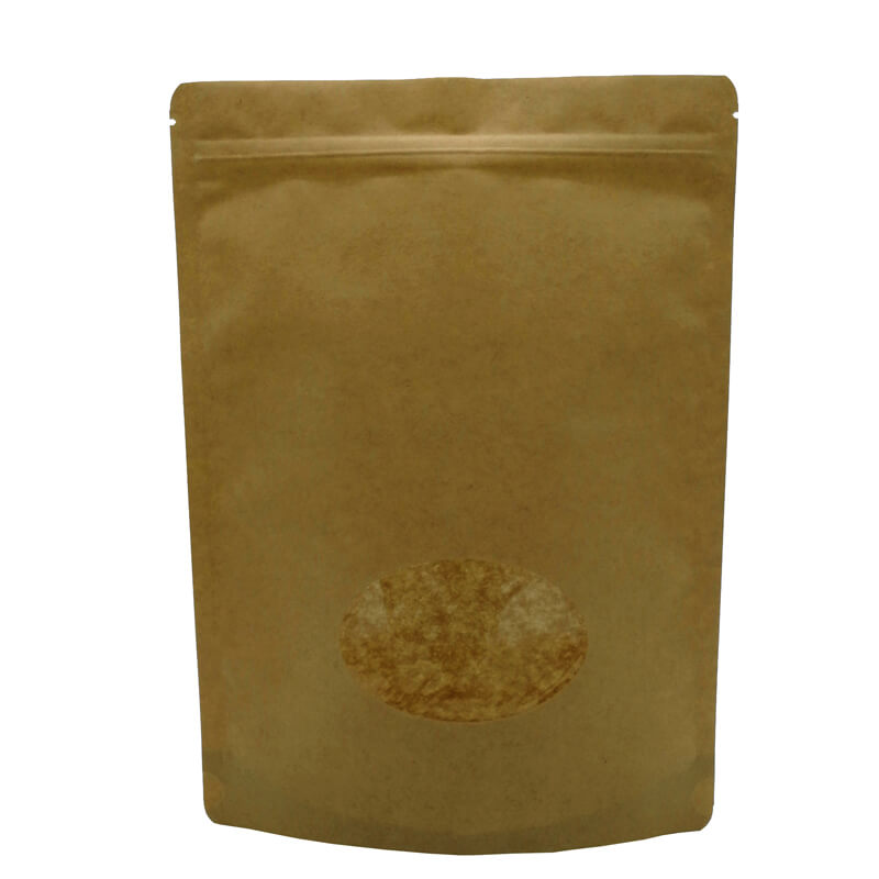 7.PLA and yellow kraft paper stand up packaging bags with transparent window (5)