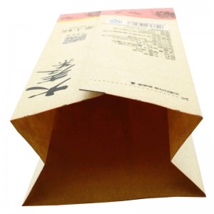 Kreatyf giel kraftpapier en PLA efterkant fersegele ferpakkingssekken foar nutsferpakking