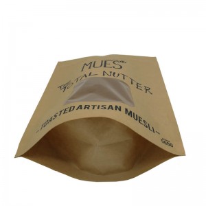 Bolsas de envasado de papel kraft amarelo e PLA personalizados para froitos secos
