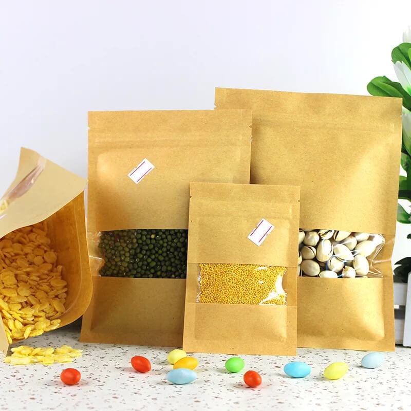 Custom 3 side sealed kraft paper packaging bags for food (1)