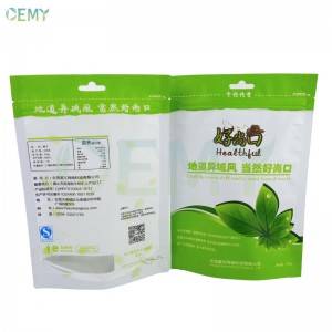 Environmental friendly stand up pouch dried food packaging bags with PLA zipper