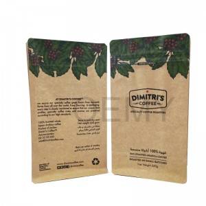 OEM square bottom brown kraft paper coffee powder packaging bags
