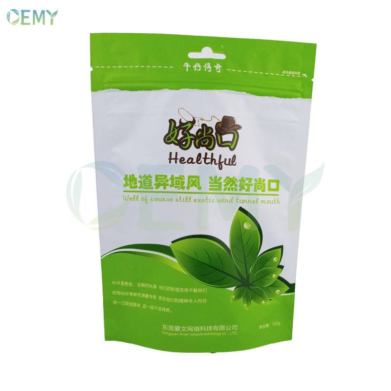Environmental friendly stand up pouch dried food packaging bags with PLA zipper Featured Image