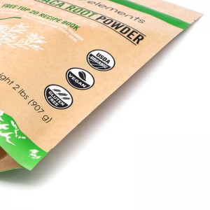 Bioloģiski noārdāmi brūni amatniecības papīra žāvētu augļu iepakojuma maisiņi ar pārstrādājamu rāvējslēdzēju