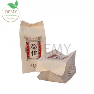Fournisseur chinois de sacs d'emballage compostables à sac écologique scellés au dos pour les feuilles de thé.