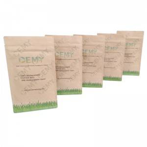 OEMY Custom 8 bolsas de café compostables de fondo cadrado selados laterais con válvula de aire biodegradable e cremalleira