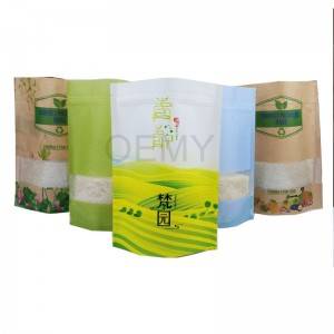 Bahan ramah lingkungan berdiri kemasan kantong kertas kraft untuk kemasan daun teh