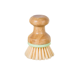Bamboo Mini Scrub Brush PBT Bristles Pot Brushes Dish Scrubber for Cast Iron Skillet, Kitchen Sink, Bathroom, Household Cleaning