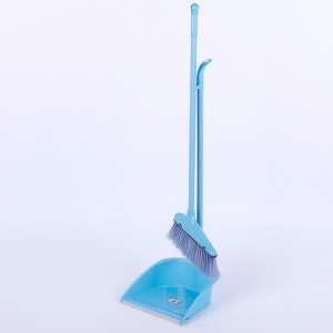 Conxunto de escoba e lixo máis barato Azul Limpeza do fogar Plástico Cabeza de aceiro Material do mango da cor