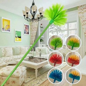 Cobweb Duster Extendable Brush High Reach Tailing Fan Duster Telescoping Pole Medium Stiff Bristles Long Handle PP Duster for Orient Cleaning