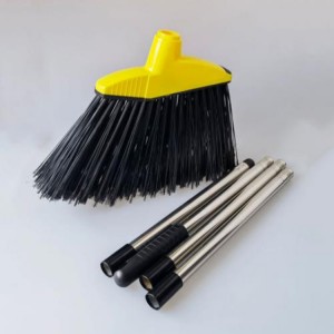 4 detachable stainless steel rods, enlarged and widened outdoor broom handle, bristle broom