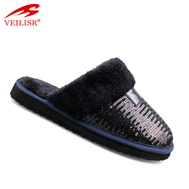 Indoor bedroom warm footwear ladies winter plush slippers
