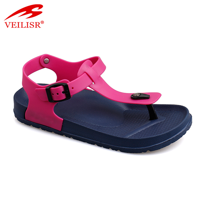 Outdoor summer ladies pvc T strap EVA sole footwear women sandals