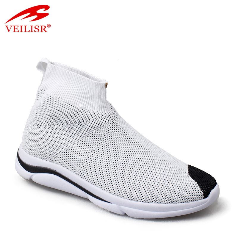 Most popular knit fabric fashion high top men sneakers casual sport sock shoes