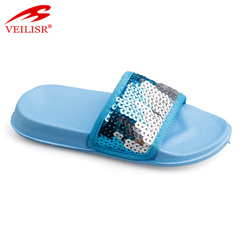 2020 ຈີນໂຮງງານຜະລິດຂາຍສົ່ງເສື້ອຜ້າ Sequined ເທິງ EVA sole ກາງແຈ້ງເດັກນ້ອຍ slippers ເດັກນ້ອຍ sandals slides