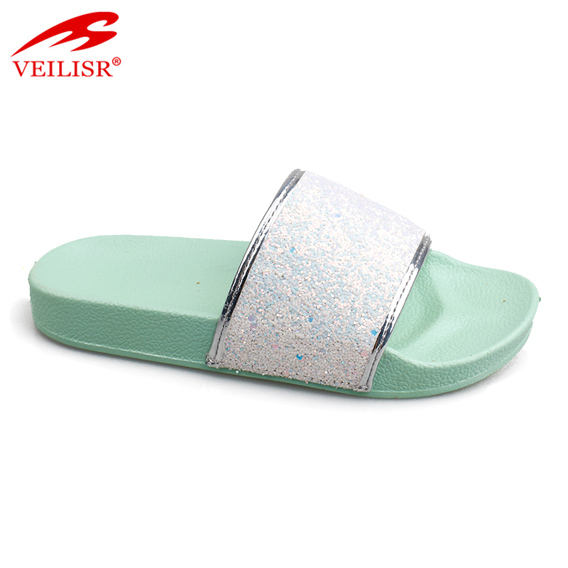 ກາງແຈ້ງ summer glitter PU ເທິງເດັກນ້ອຍ slides sandals ເດັກນ້ອຍ slippers