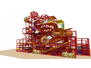 Tall air force indoor playground structure with 6 levels