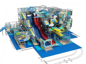 4 levels grey air force indoor playground structure