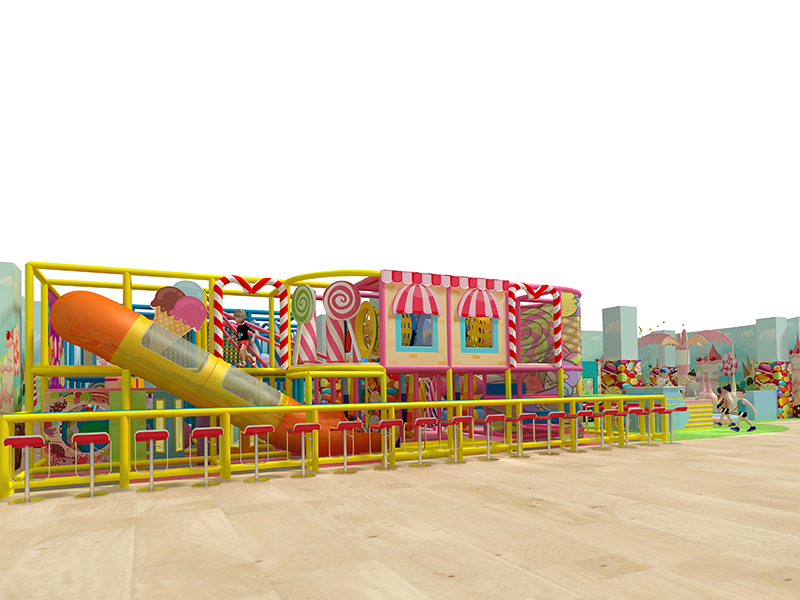 Customized 2 levels indoor playground structure with candy theme