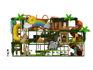 Struktur taman permainan dalaman 3 tingkat dengan tema hutan