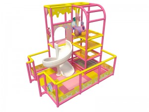 Mini estructura de juego con tema de dulces de 2 niveles/área para niños pequeños