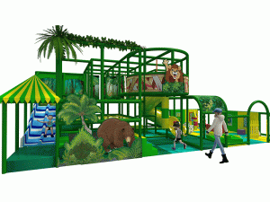 Small 2 levels indoor playground structure with forest theme