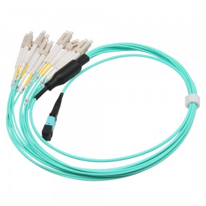 Multimode 3.0mm 8 Fibers MTP to LC OM3 Fiber Optic MPO Harness Breakout/Fanout Cable