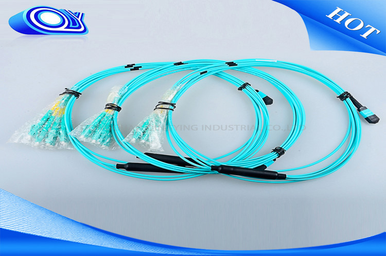 IEC MTP MPO Connector For 50/125 OM3 Multimode PVC Fiber Optic Cable – Aqua