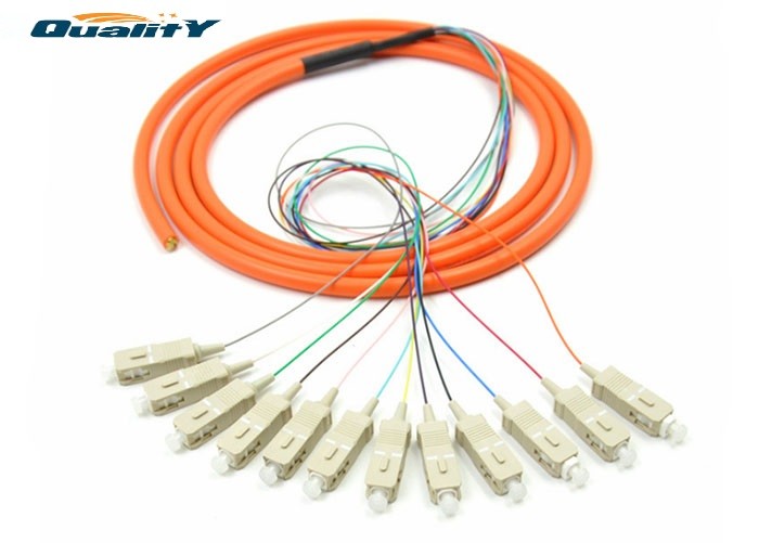 Orange FC PC SC LC Connector Fiber Optic Pigtail 1.5m Length Insertion Loss ≤0.3dB