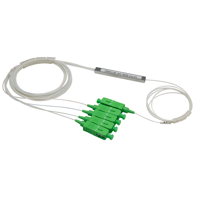 1×4 Fiber PLC Splitter With Steel Tube 0.9mm Cable mini type with SC APC Connector Featured Image