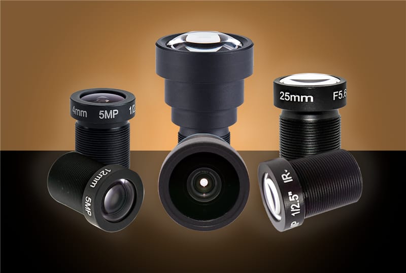 Gli obiettivi CCTV con attacco M12 sono disponibili in varie lunghezze focali, 2,8 mm, 4 mm, 6 mm, 8 mm, 12 mm, 16 mm, 25 mm, 35 mm, 50 mm.