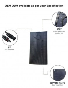 100w 200w 300w cigs etfe transparent lightweight balcony efficient thin film flexible solar panels system kit
