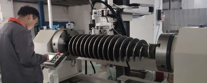PTA surfacing the screw blade in centrifugal machine