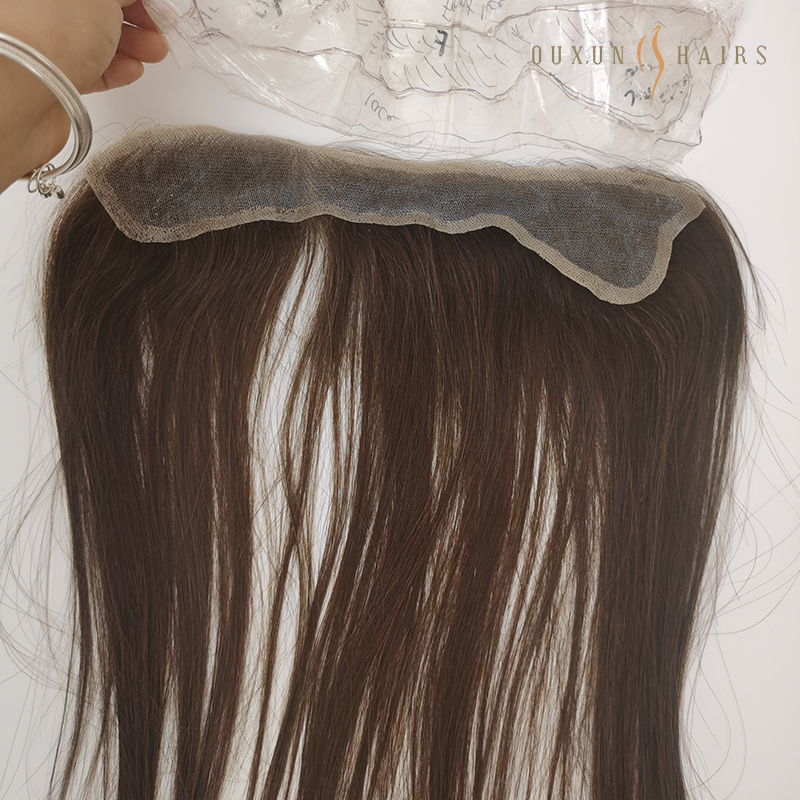 OXFP01 Custom Female Hair Transplant Patient Hairline Frontal Hair Pieces Swiss HD Lace Dark Brown Color For Women Hair Topper Human Hair Virgin Chinese Raw Hair-Glueless Wig Vendors
