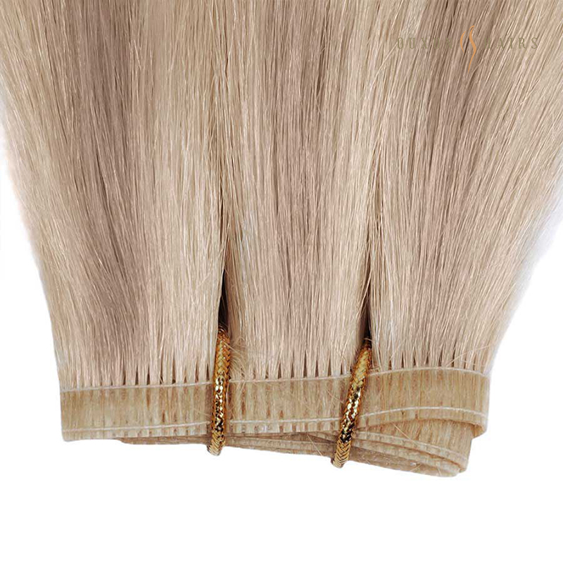 Reputable Hair Extension Companies Ash Blonde Mix Ribbon Flat Weft Hair Weave, Sew In Hair Extensions 22inch Length Virgin Human Hair